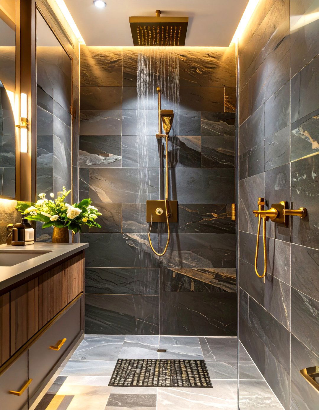 The Dramatic Dark and Moody Shower - 30 bathroom shower remodel ideas