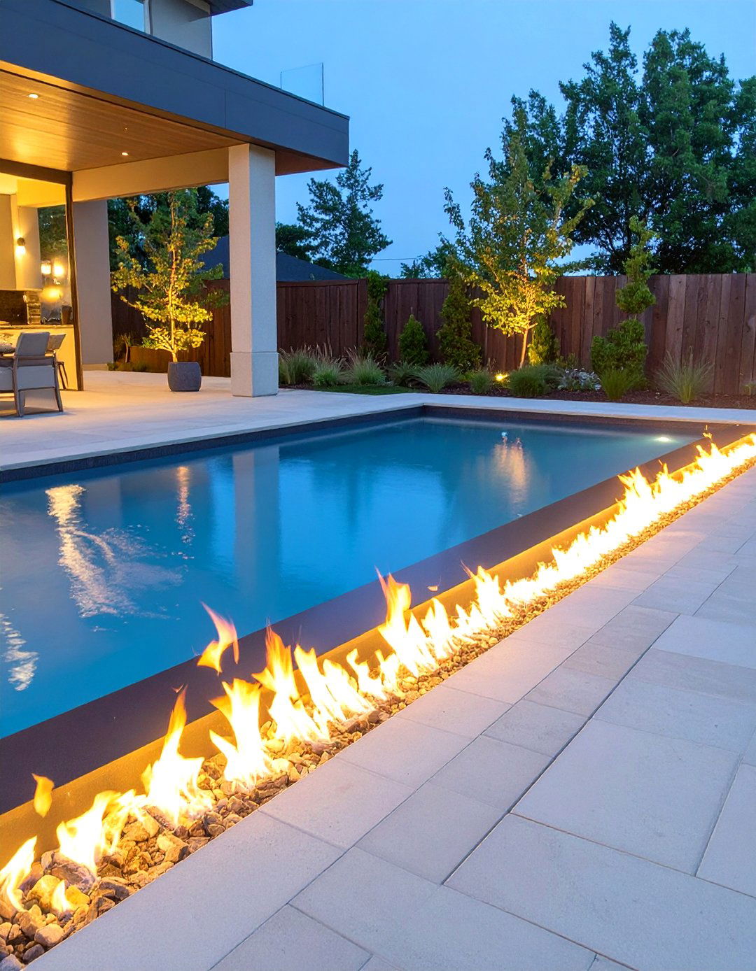 The Dramatic Fire and Water Pool Theme - 30 backyard pool landscaping ideas