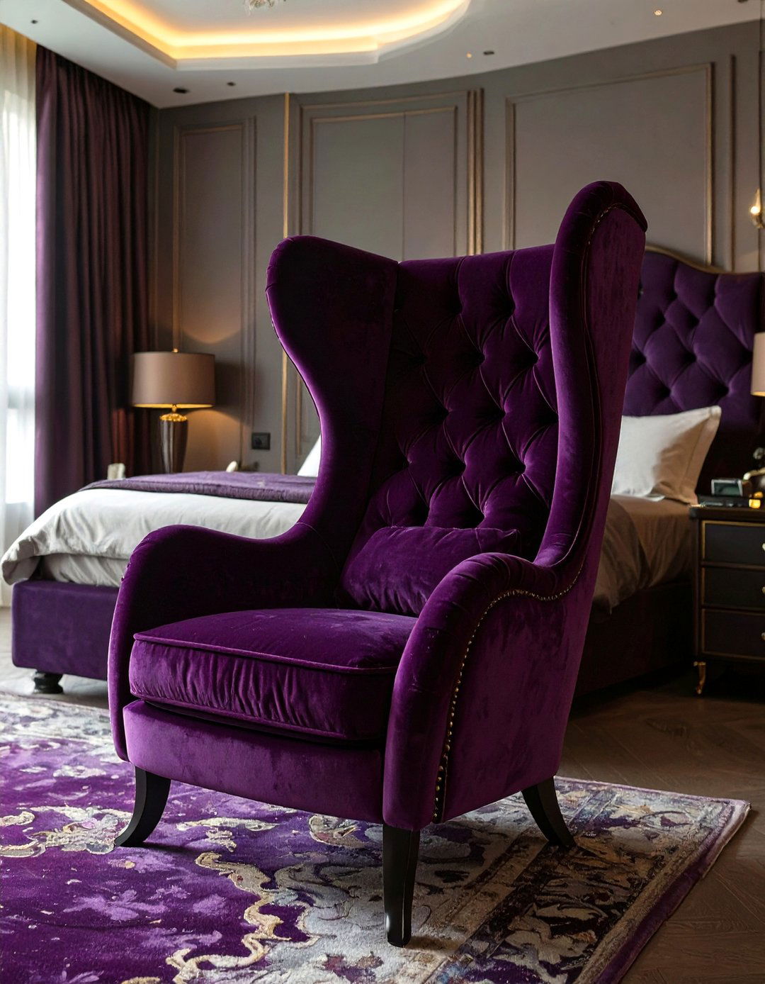 The Dramatic High Back Bedroom Chair - 30 bedroom seating ideas