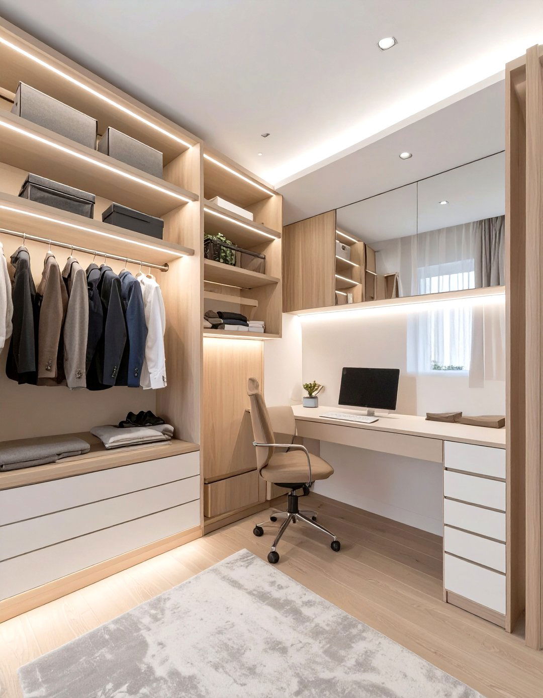The Dressing Room and Home Office Combo - 30 closet makeover ideas