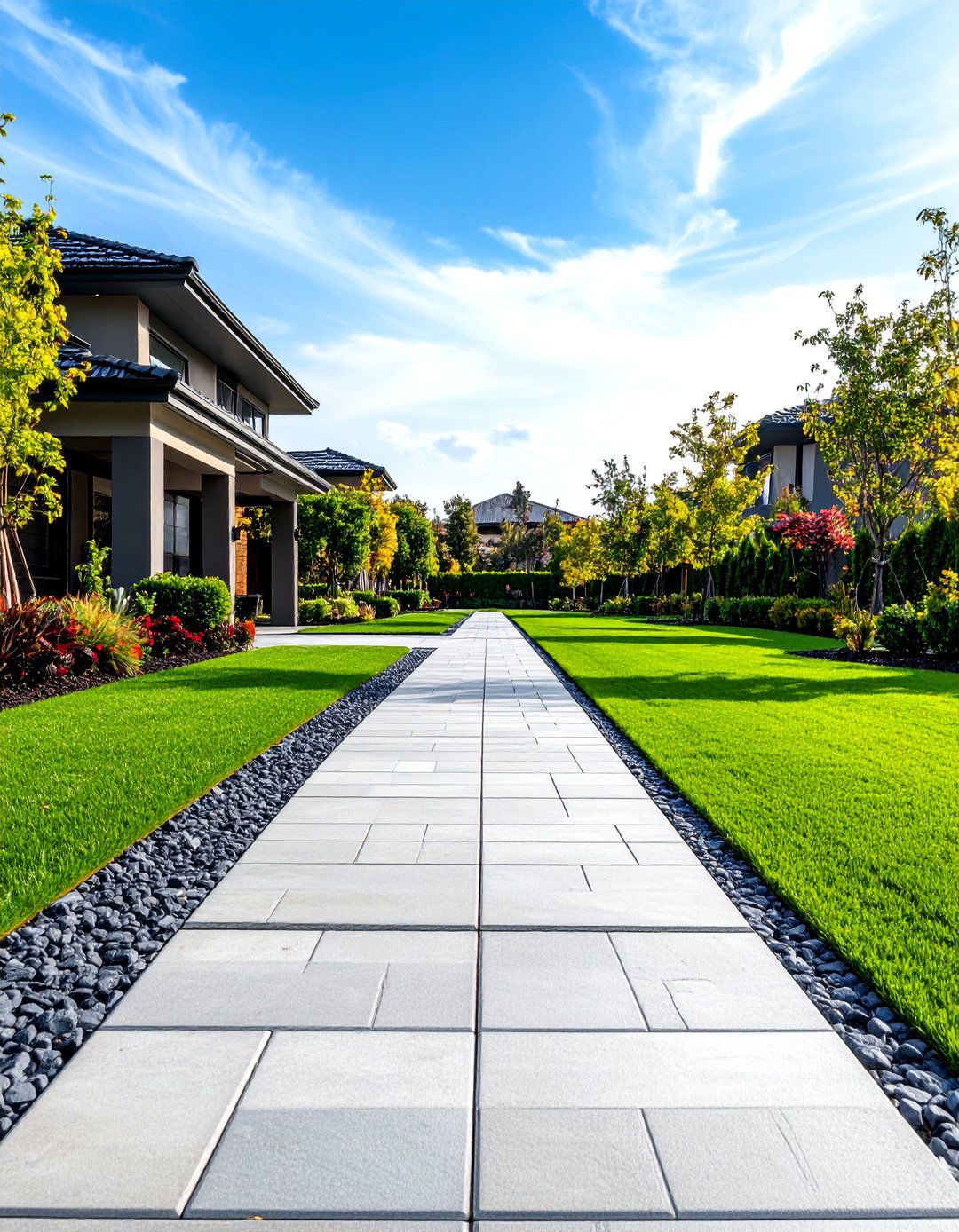 The Driveway Ribbon Design - 30 backyard ideas with pavers and turf