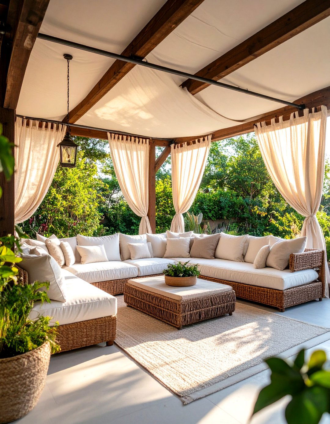 The Drop Cloth Curtain Enclosure - 30 enclosed patio ideas on a budget