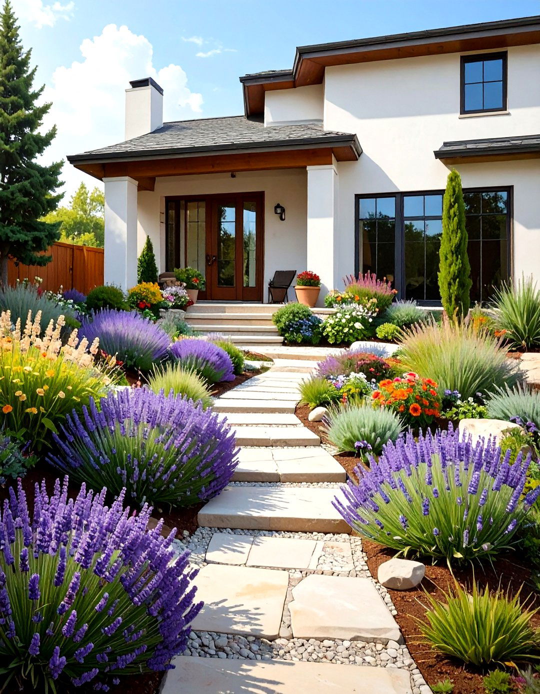 The Drought Tolerant Xeriscape Garden - 30 front house full sun perennial garden designs