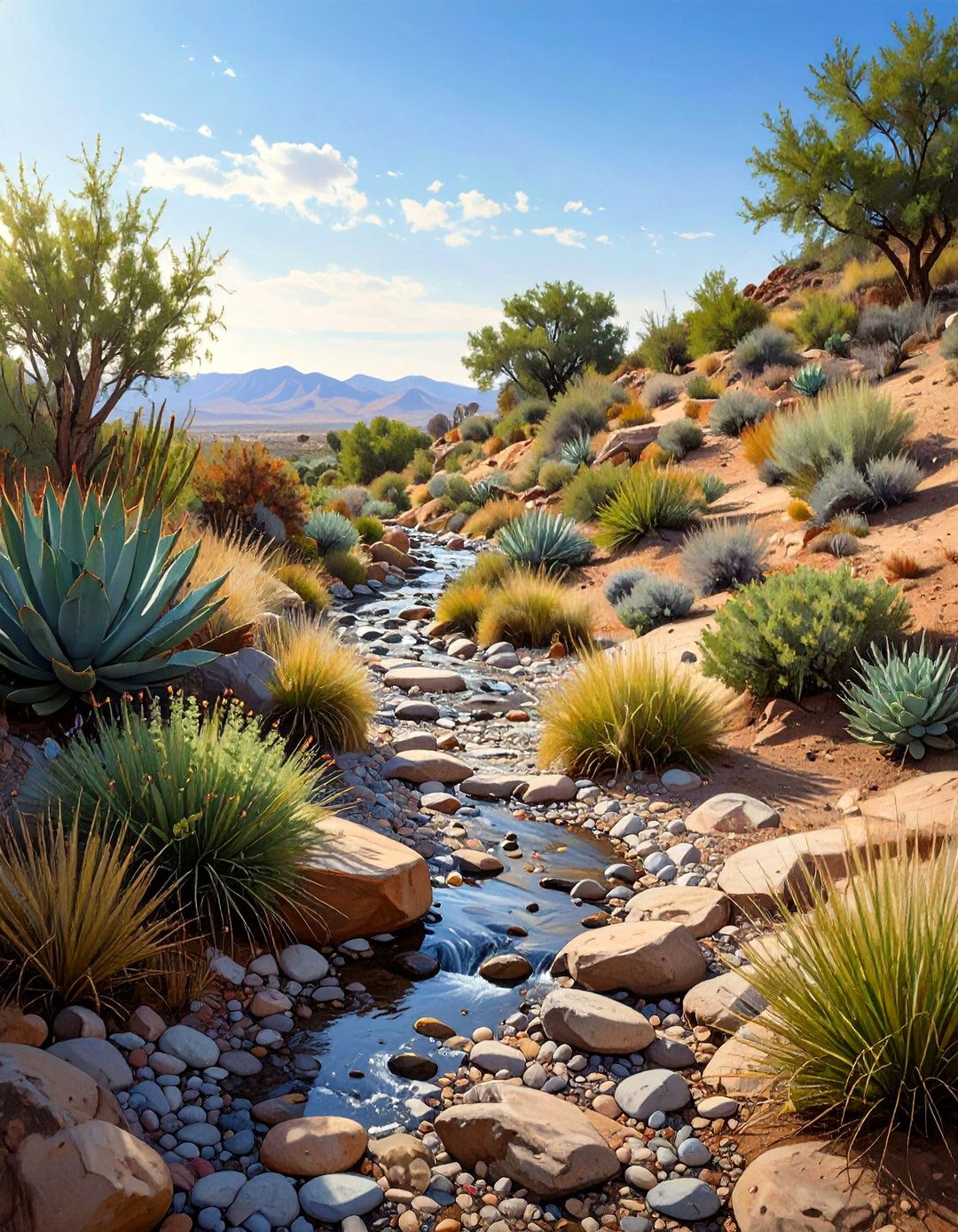 The Dry Creek Bed Feature - 30 hillside landscaping ideas on a budget