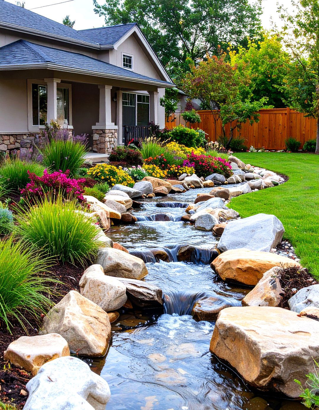 The Dry Creek Bed Feature - 30 landscaping ideas front yard