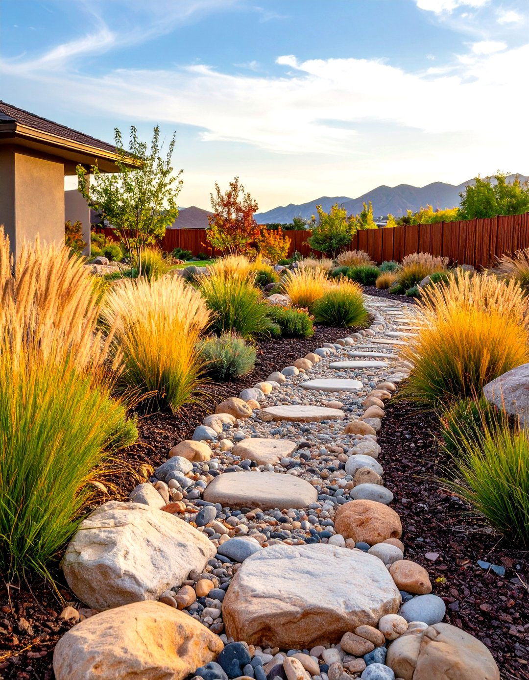 The Dry Creek Bed Feature - 30 driveway border landscaping ideas