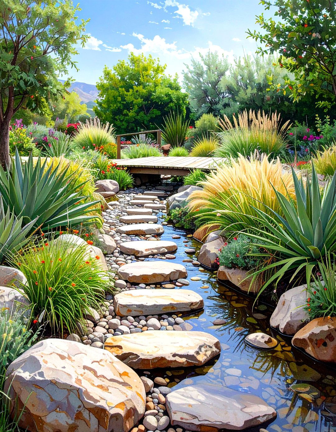 The Dry Creek Bed Garden - 30 low maintenance cottage garden ideas
