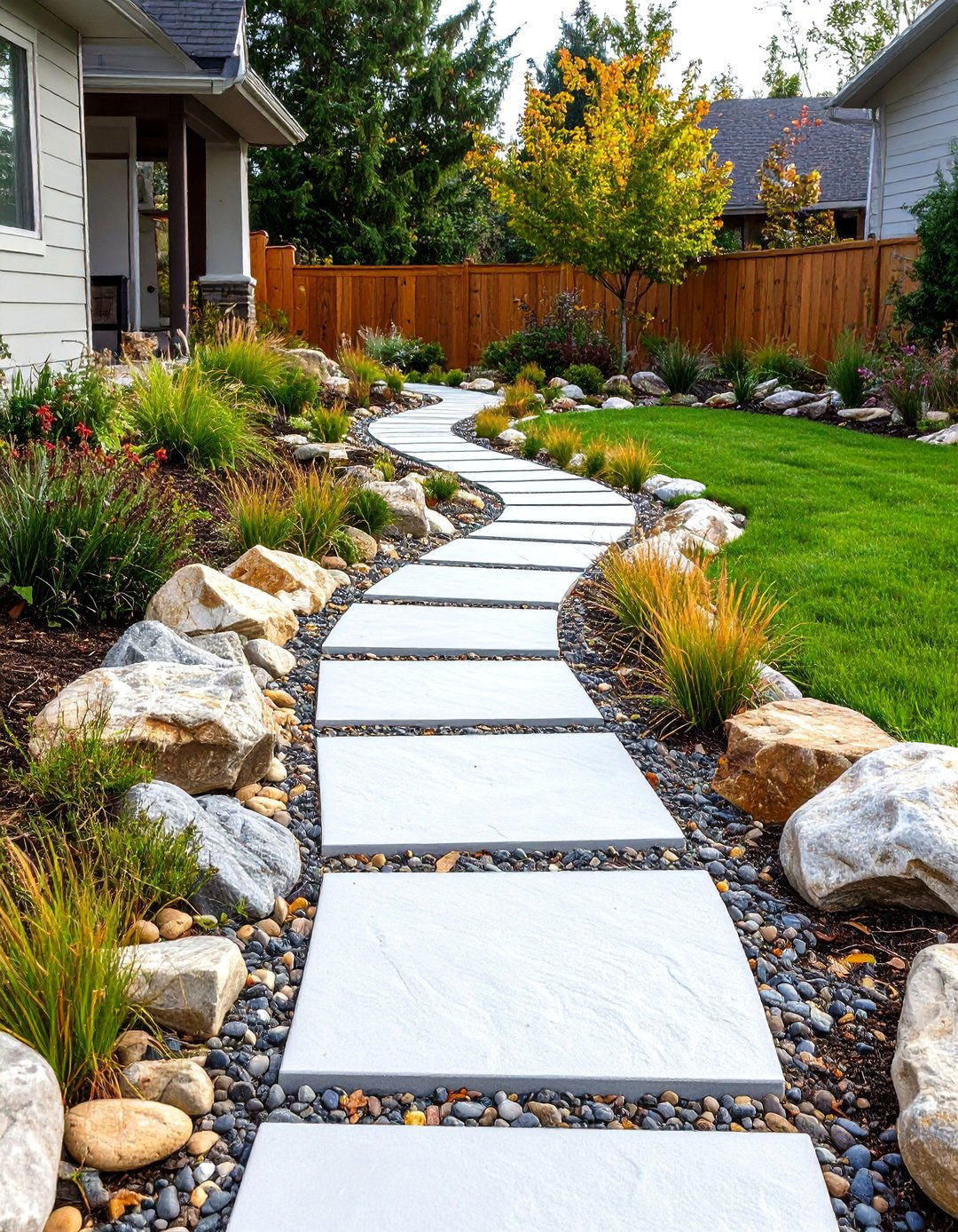 The Dry Creek Bed Walkway - 30 front walkway landscaping ideas