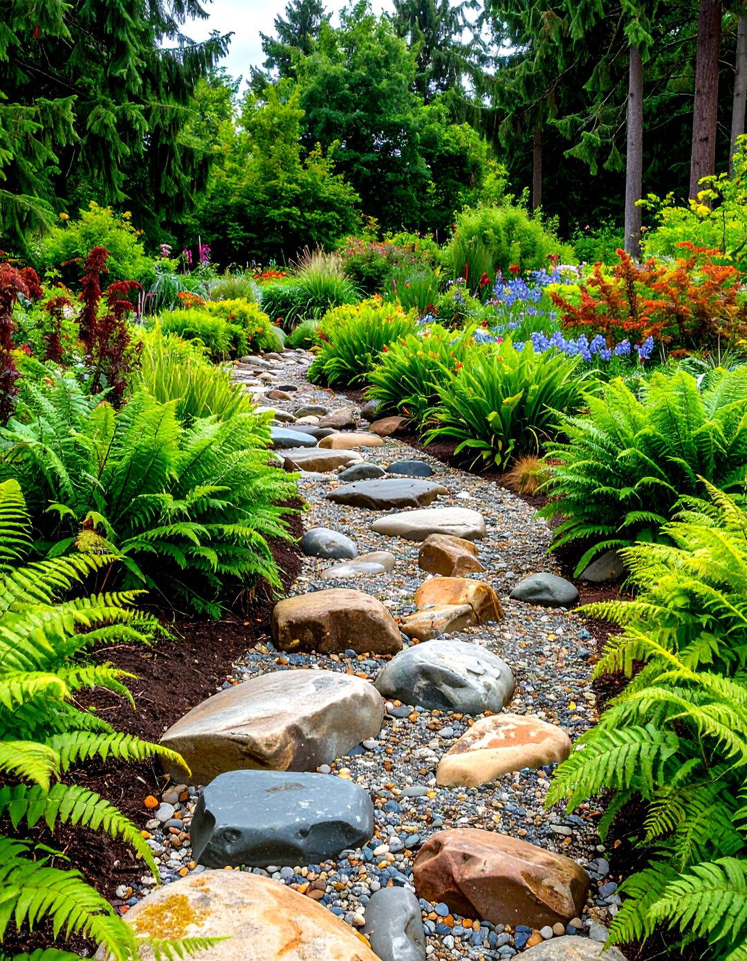 The Dry Riverbed Feature - 30 gravel garden ideas