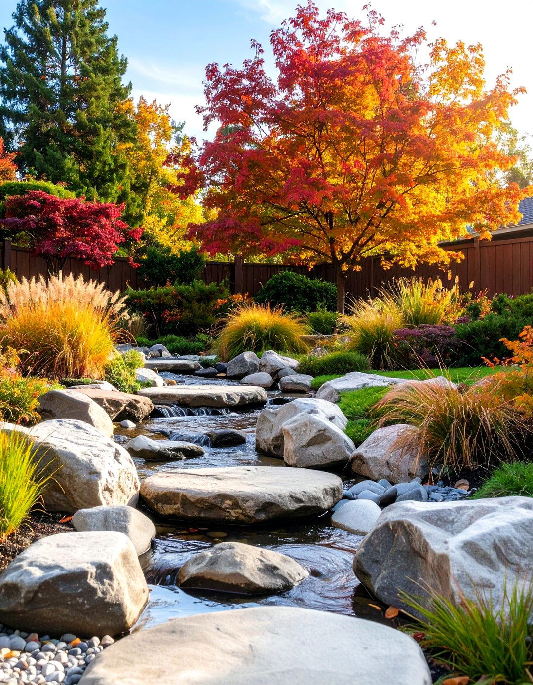The Dry Stream Bed Rock Garden - 30 front yard landscaping ideas modern rock garden ideas
