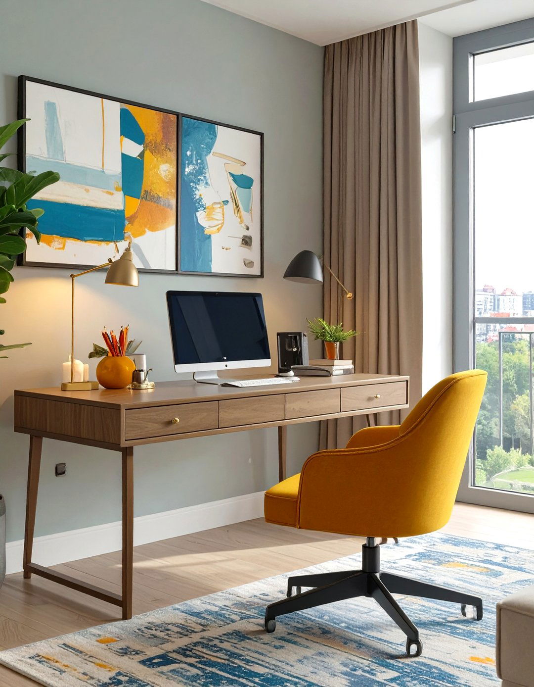 The Dual Purpose Living Room Desk Setup - 30 office desk setup ideas