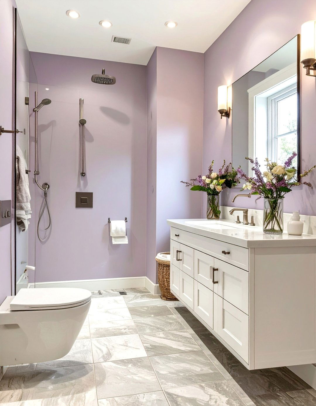 The Dusty Lavender Calm Bathroom - 30 bathroom color ideas 2025