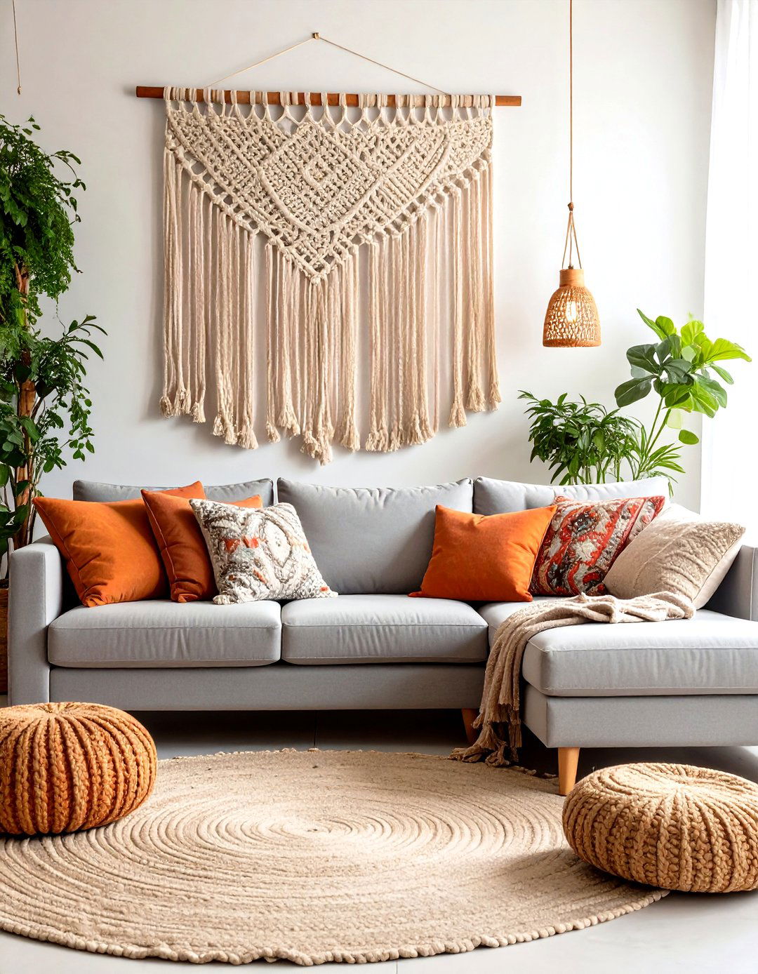The Earthy Bohemian Vibe - 30 grey sofa living room ideas