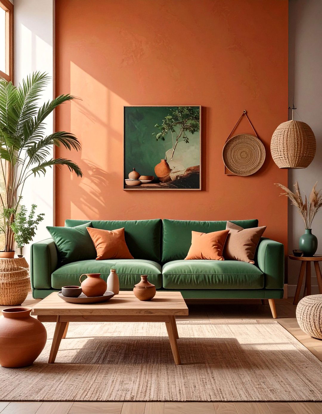 The Earthy Terracotta Living Room - 30 dark green sofa living room ideas