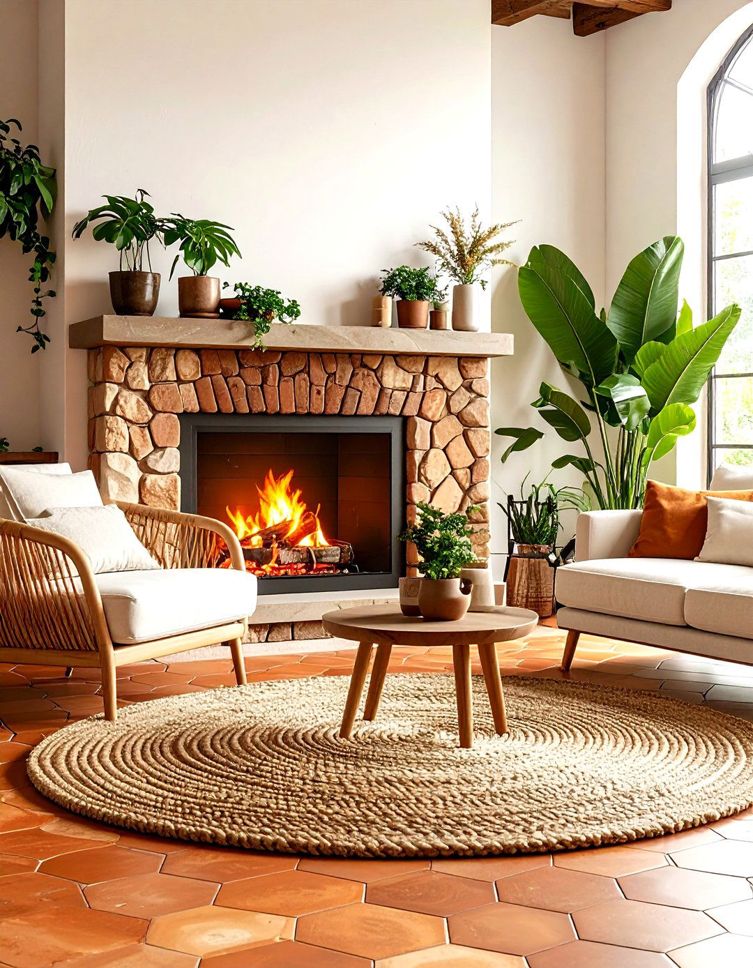 The Earthy Terracotta Tile Fireplace - 30 living room modern fireplace ideas