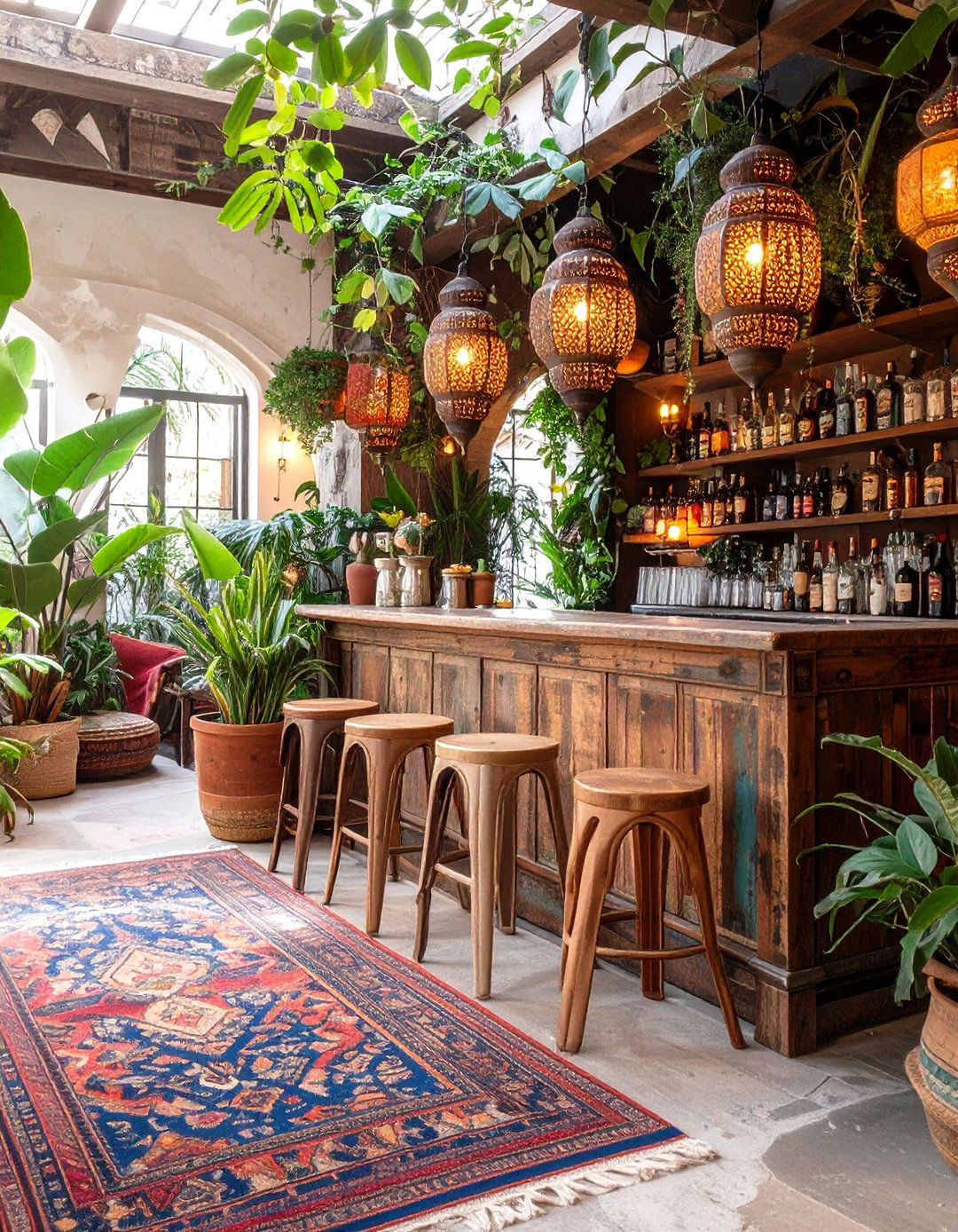 The Eclectic Bohemian Bar Lounge - 30 basement ideas with bar