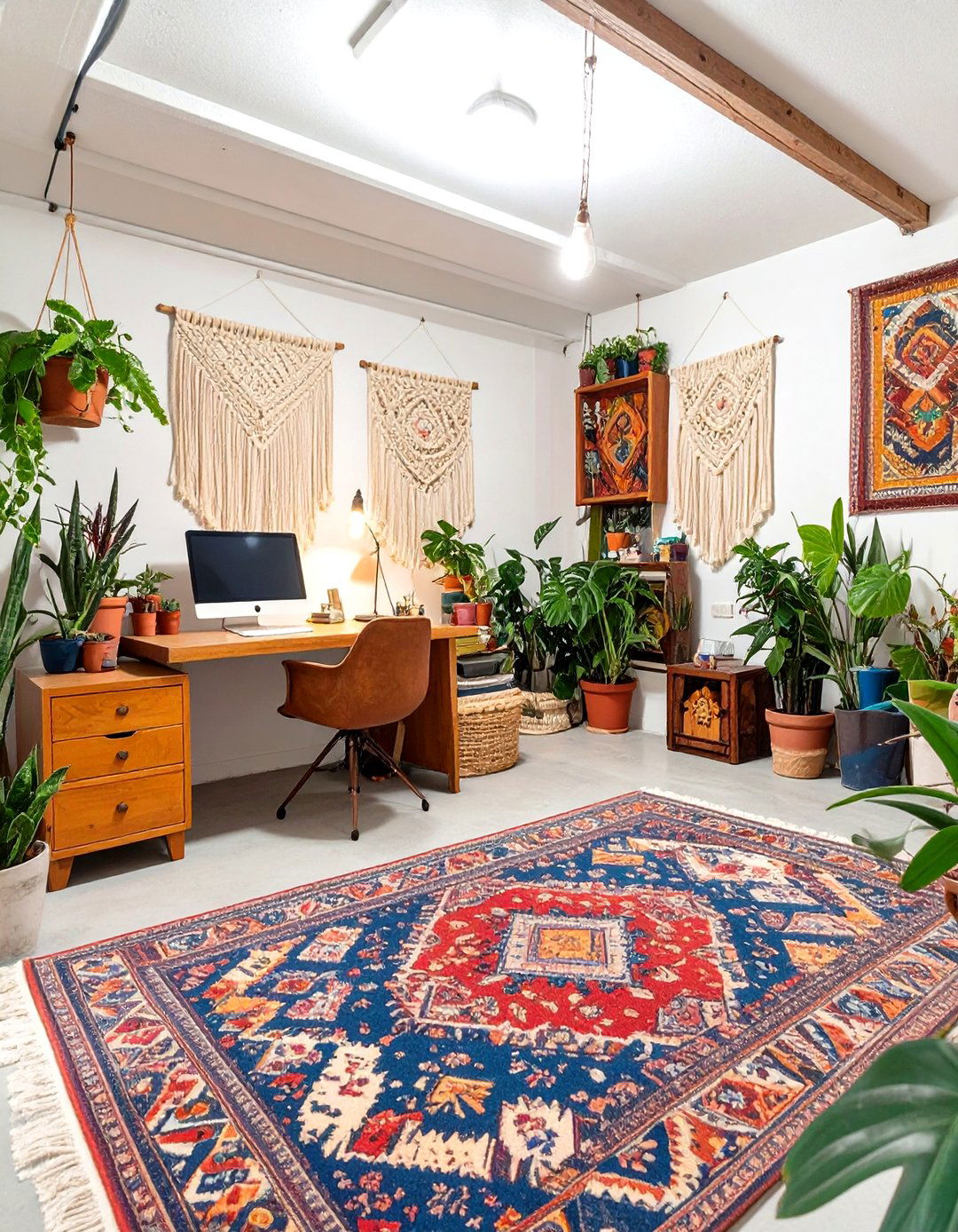 The Eclectic Bohemian Basement Office - 30 basement office ideas