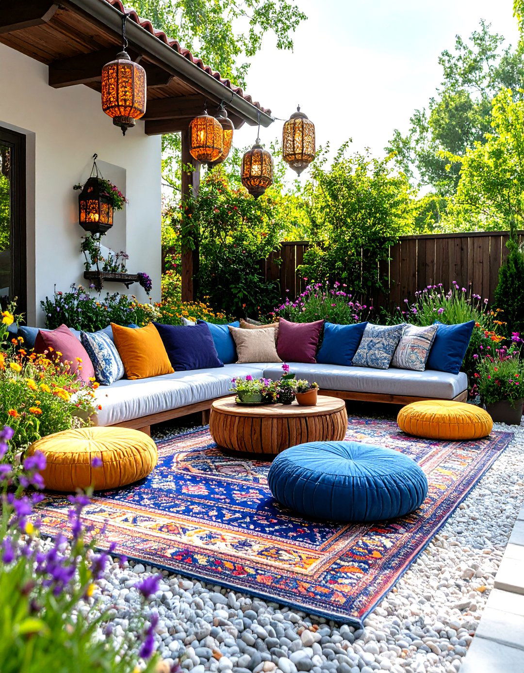 The Eclectic Bohemian Gravel Lounge - 30 gravel backyard ideas