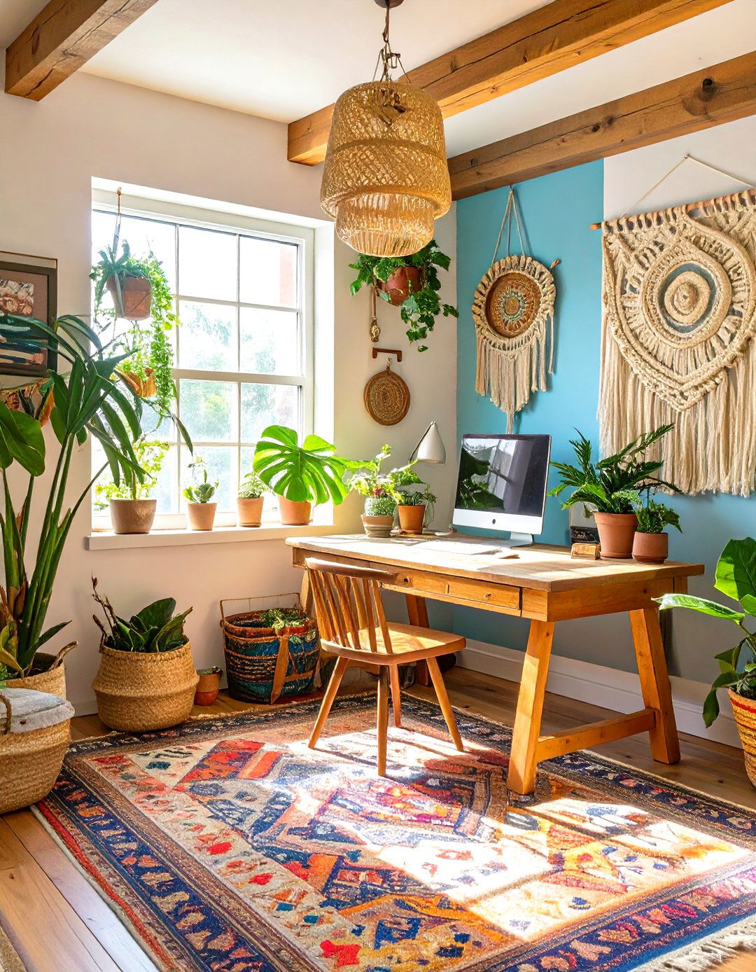 The Eclectic Bohemian Office - 30 creative small office interior design ideas