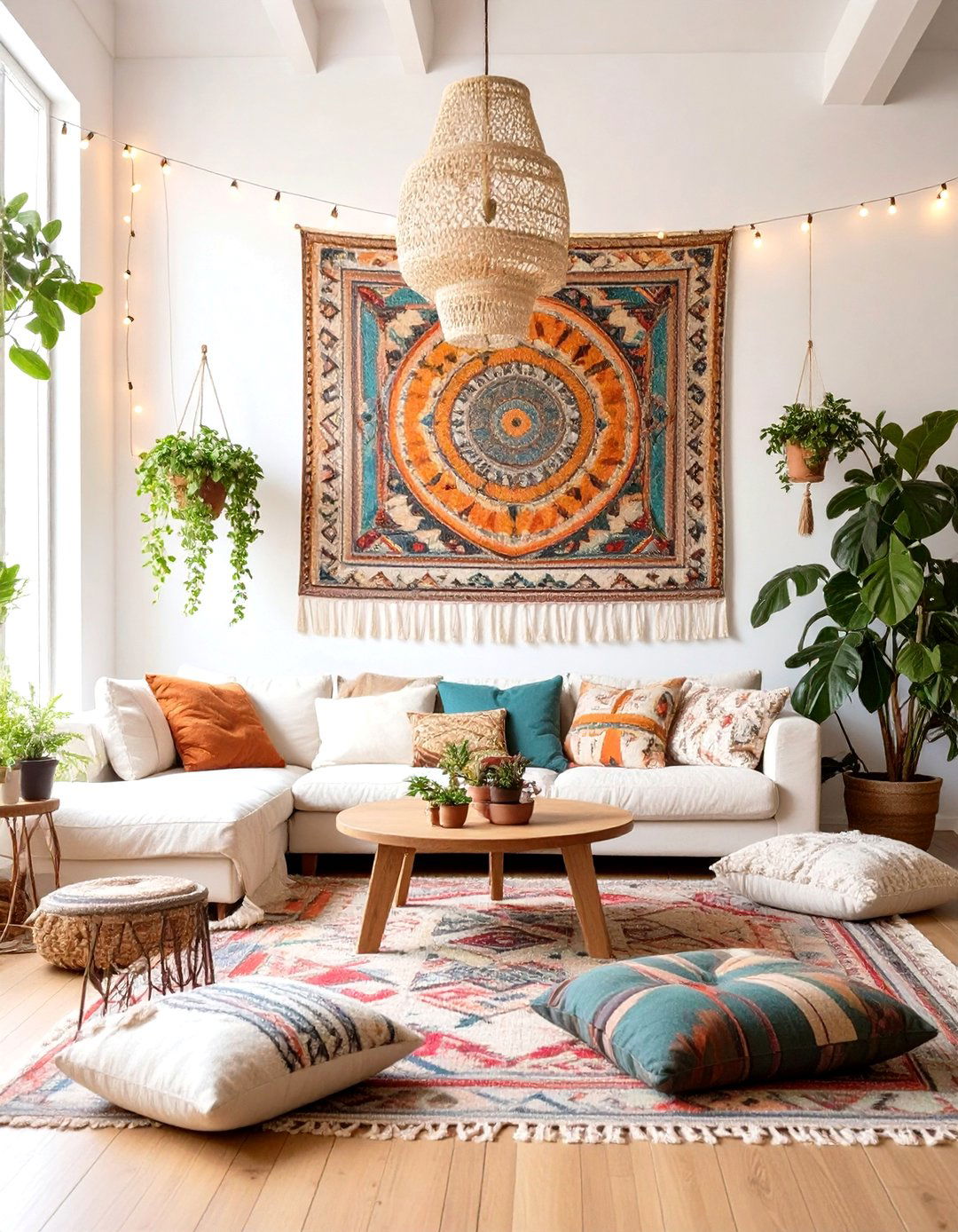 The Eclectic Bohemian Tapestry Display - 30 creative living room wall decor ideas