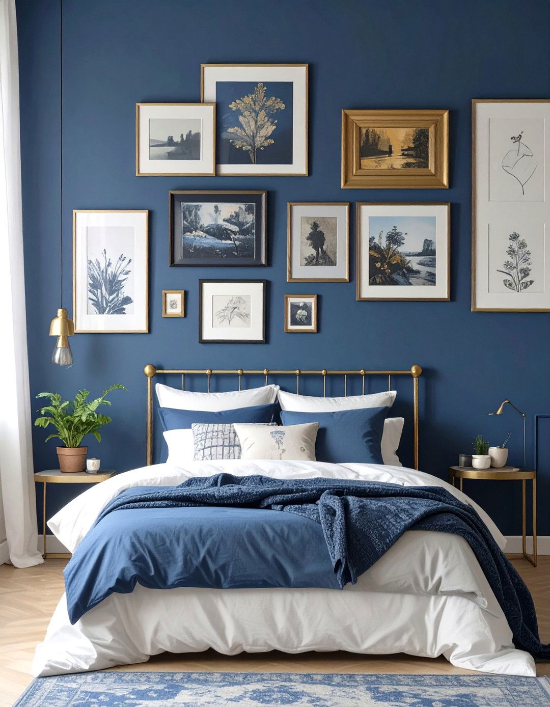 The Eclectic Dark Blue Gallery Bedroom - 30 dark blue bedroom ideas