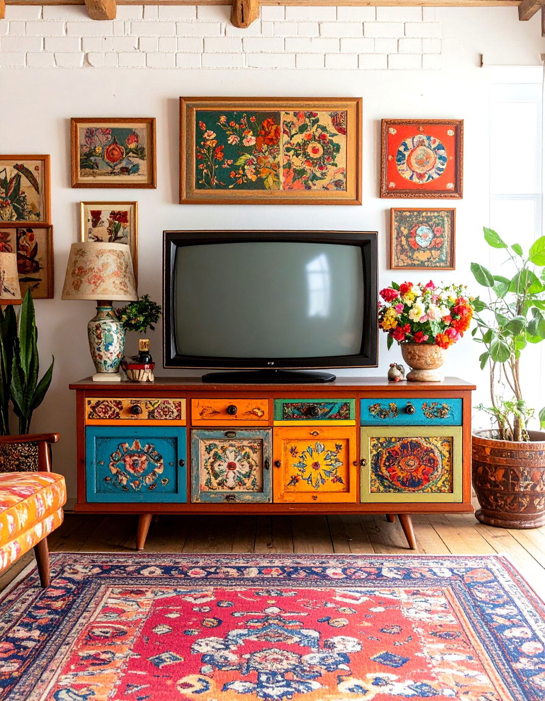 The Eclectic Living Room with a Freestanding TV - 30 living room ideas with tv
