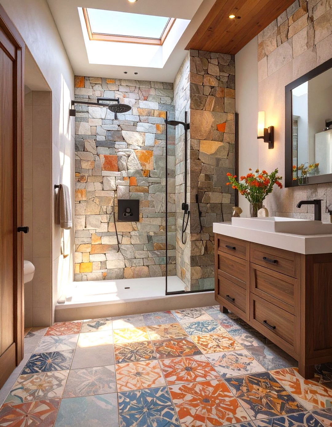 The Eclectic Master Bathroom Shower with Mixed Materials - 30 master bathroom shower ideas