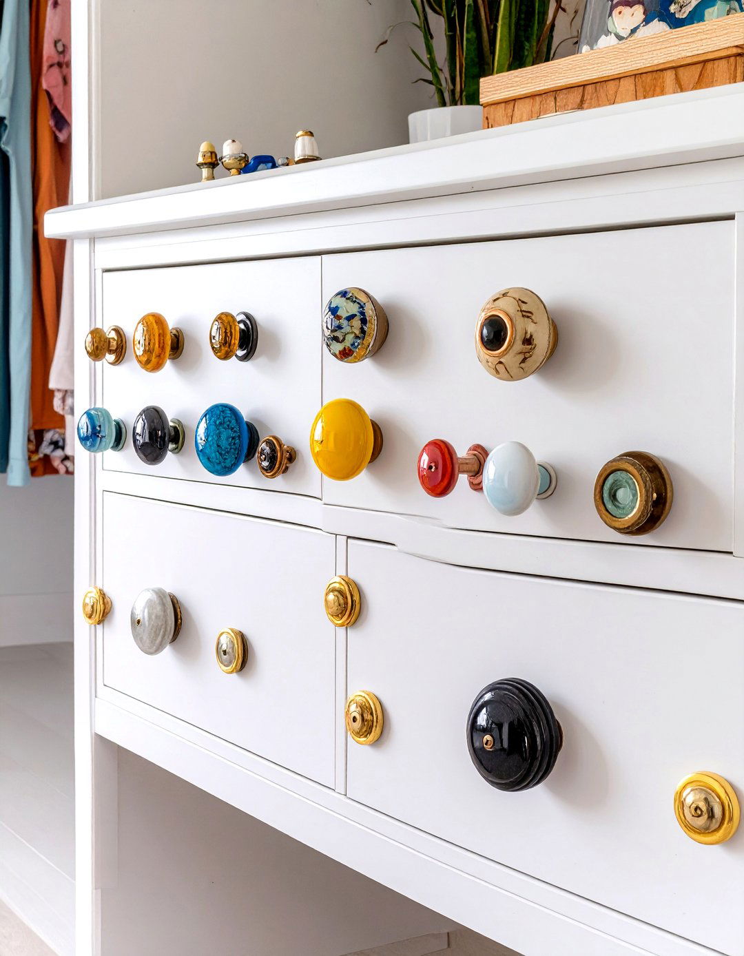 The Eclectic Mismatched Knob Closet Dresser - 30 closet dresser ideas