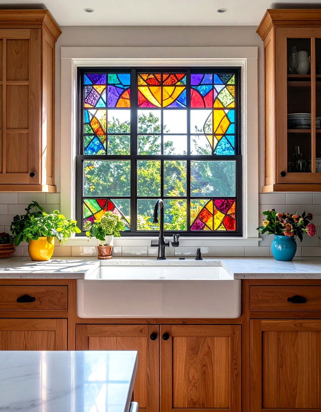 The Eclectic Stained Glass Kitchen Window - 30 kitchen window ideas over sink