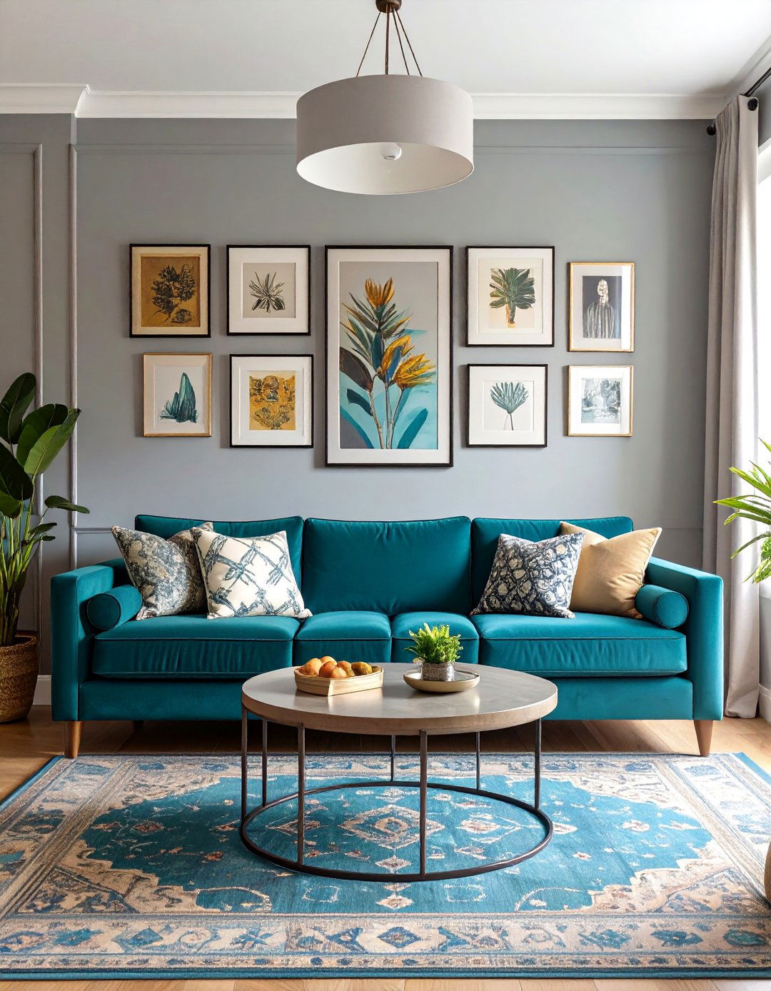 The Eclectic Teal and Pewter Grey Living Room - 30 blue and grey living room ideas