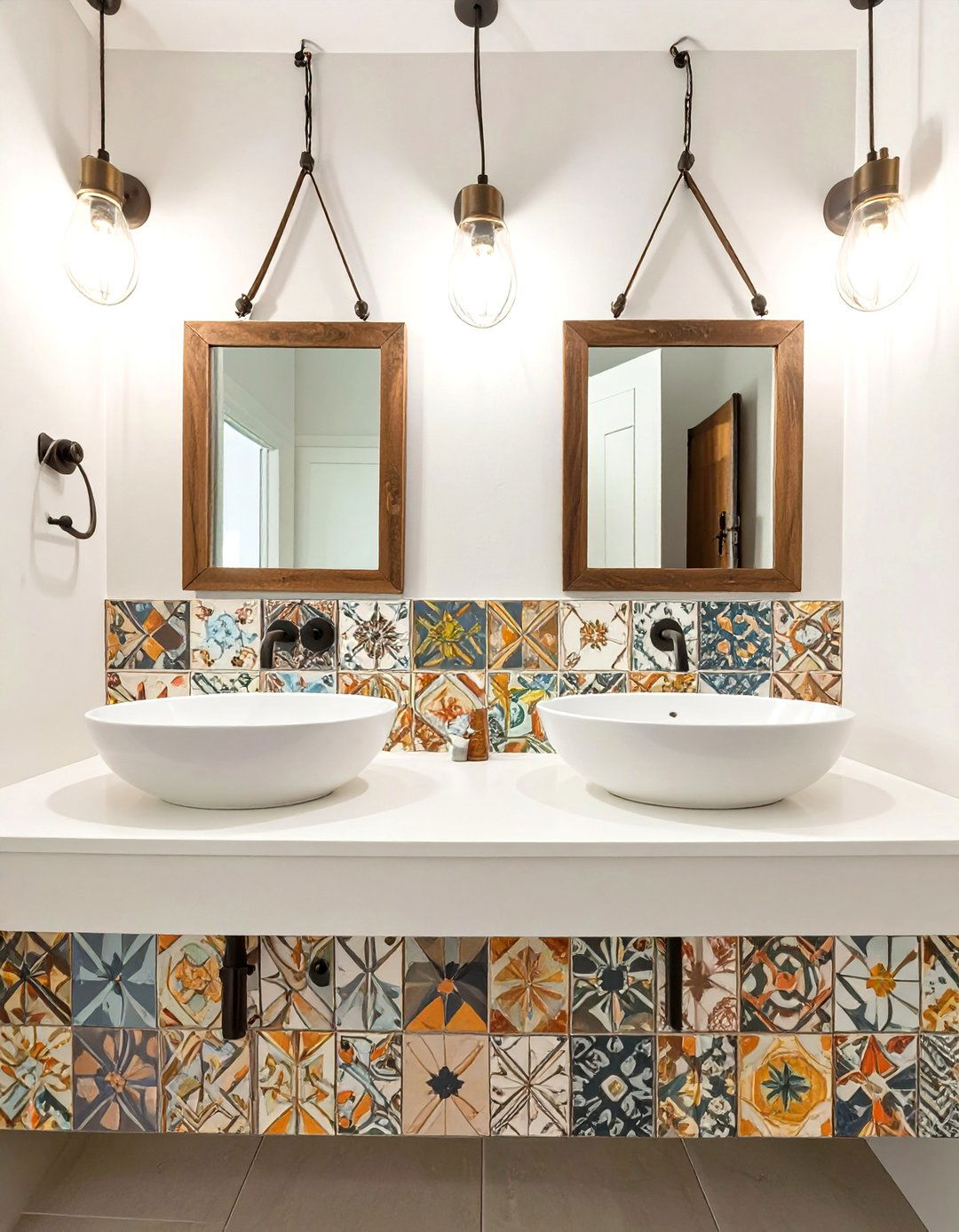 The Eclectic Tiled Vanity Bathroom - 30 double sink bathroom ideas