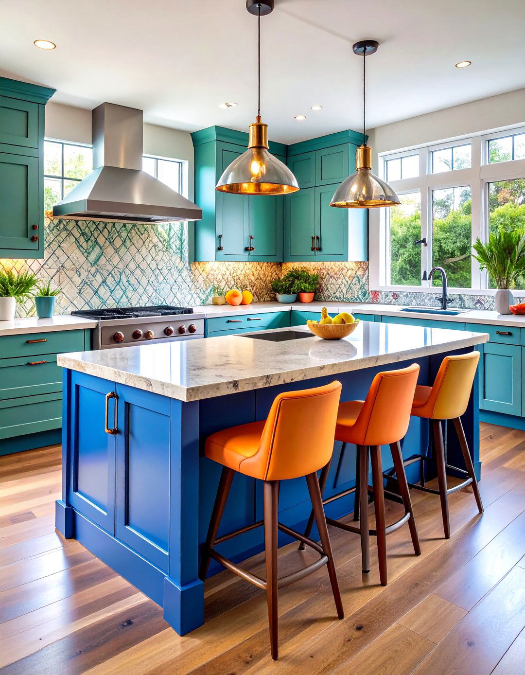 The Eclectic and Colorful Kitchen Island - 30 kitchen layout ideas with island