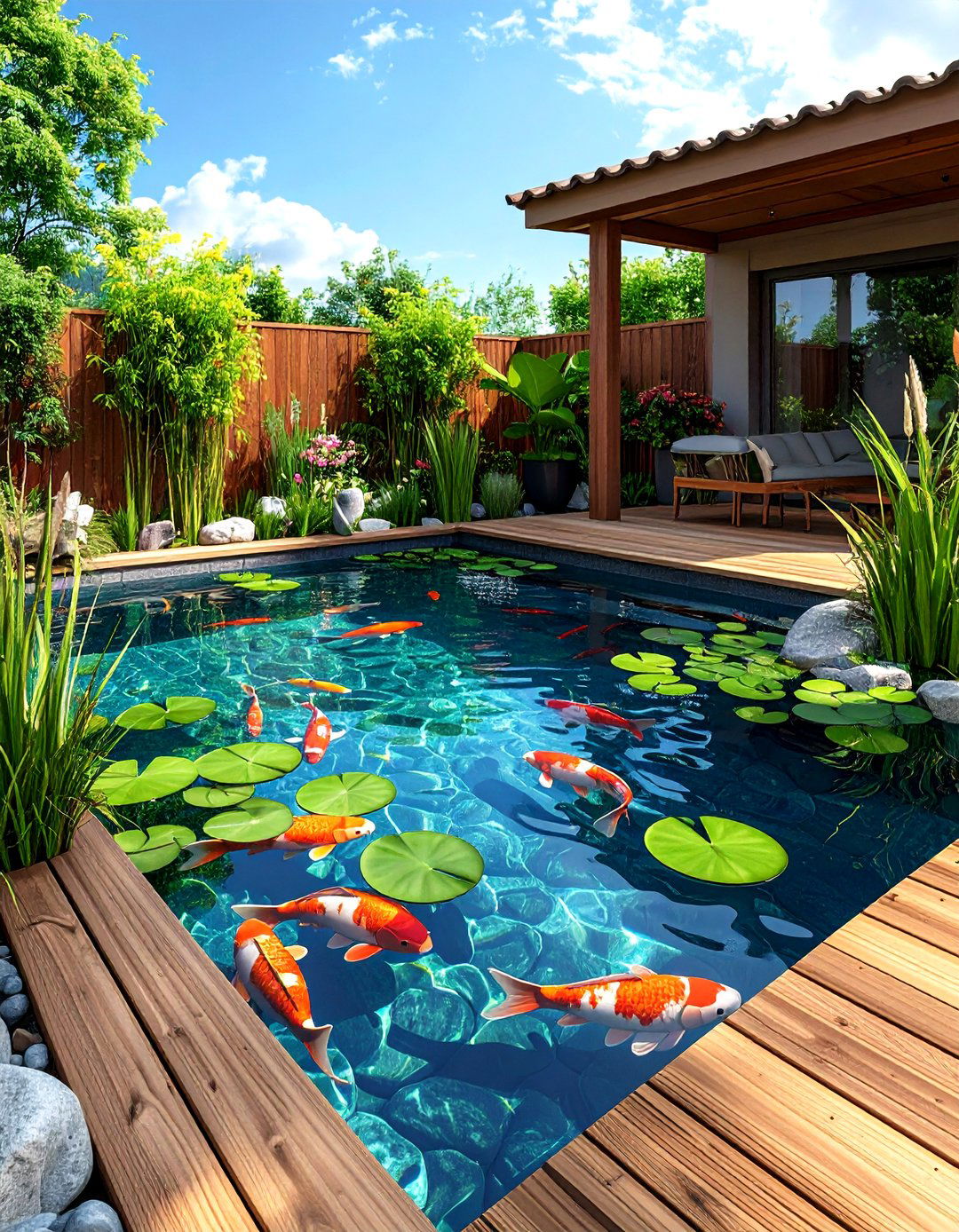The Eco Friendly Natural Swim Pond - 30 backyard koi pond ideas