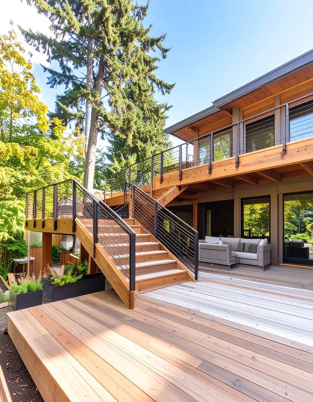 The Eco Friendly Reclaimed Materials Deck - 30 multi level deck ideas