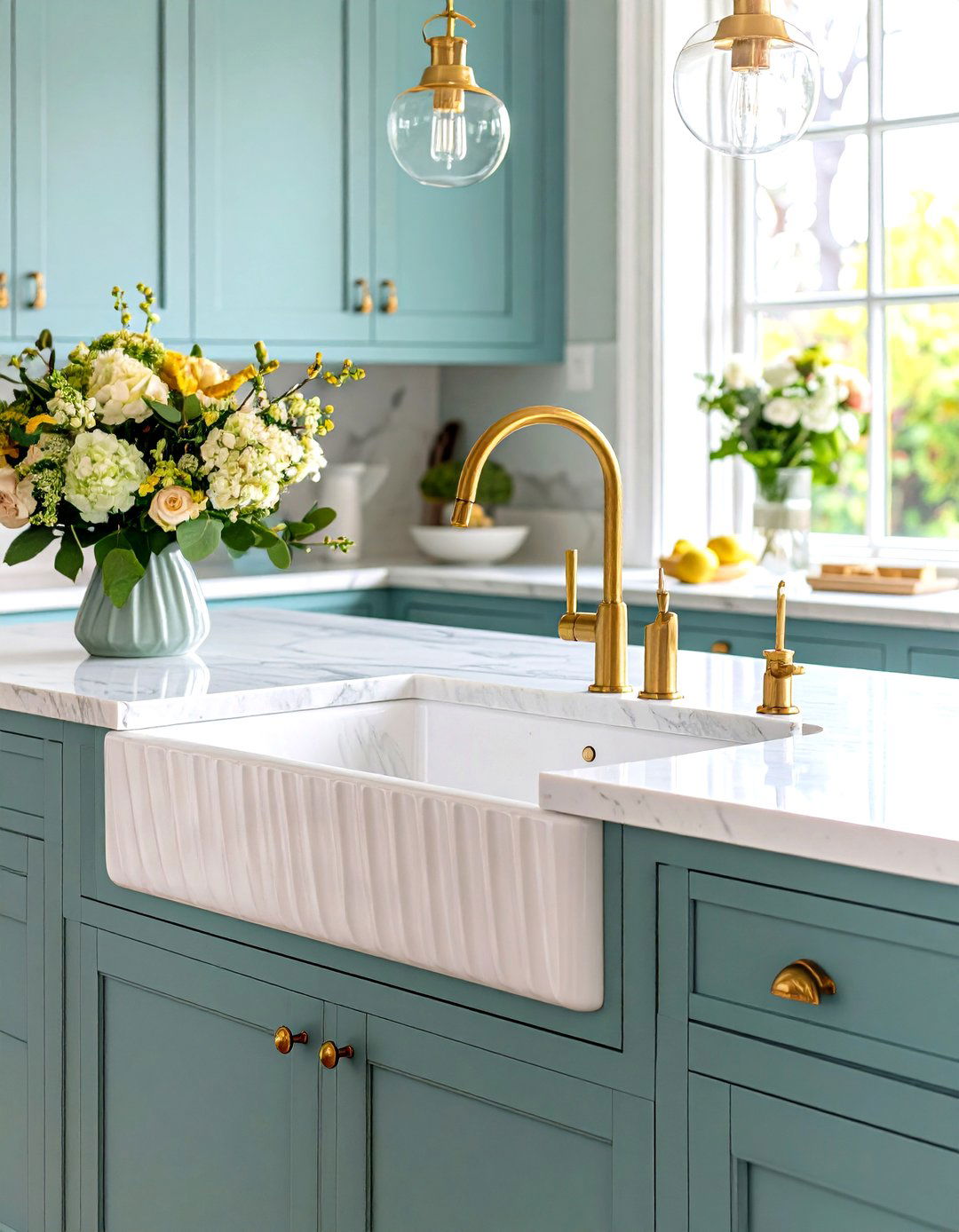 The Elegant Fluted Marble Kitchen Sink - 30 kitchen sink ideas