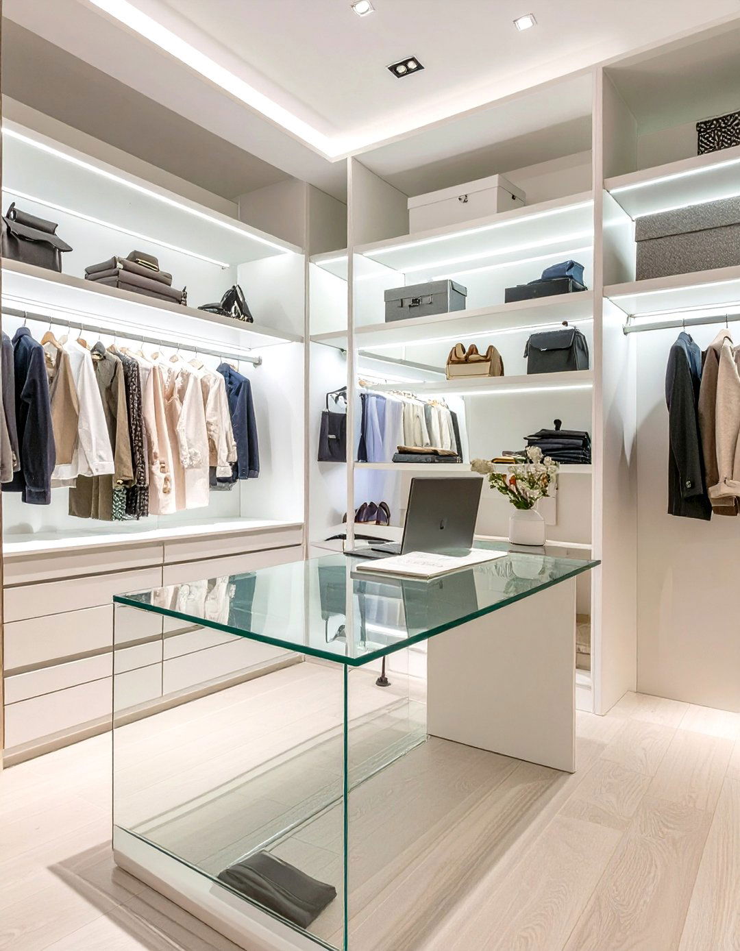 The Elegant Glass and Acrylic Desk - 30 closet desk ideas