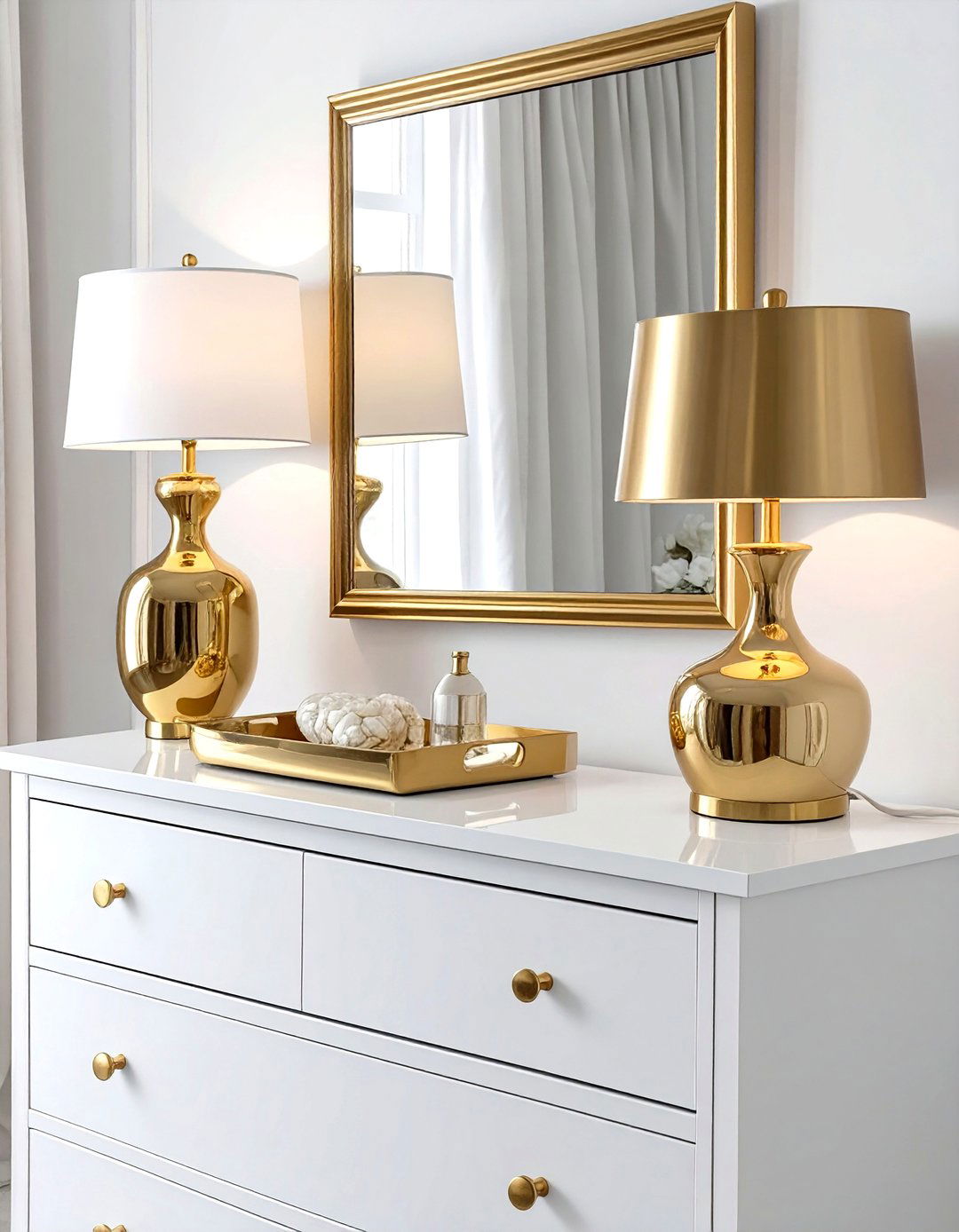 The Elegant Gold Accents Dresser - 30 bedroom dresser top decor ideas