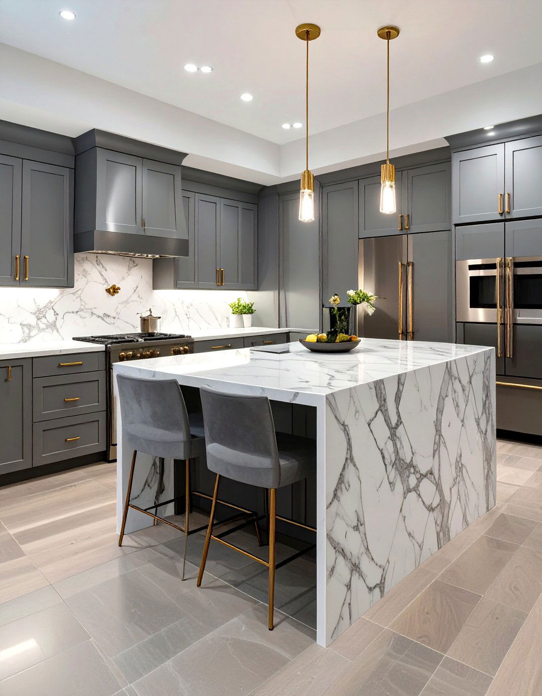 The Elegant Marble Basement Kitchenette