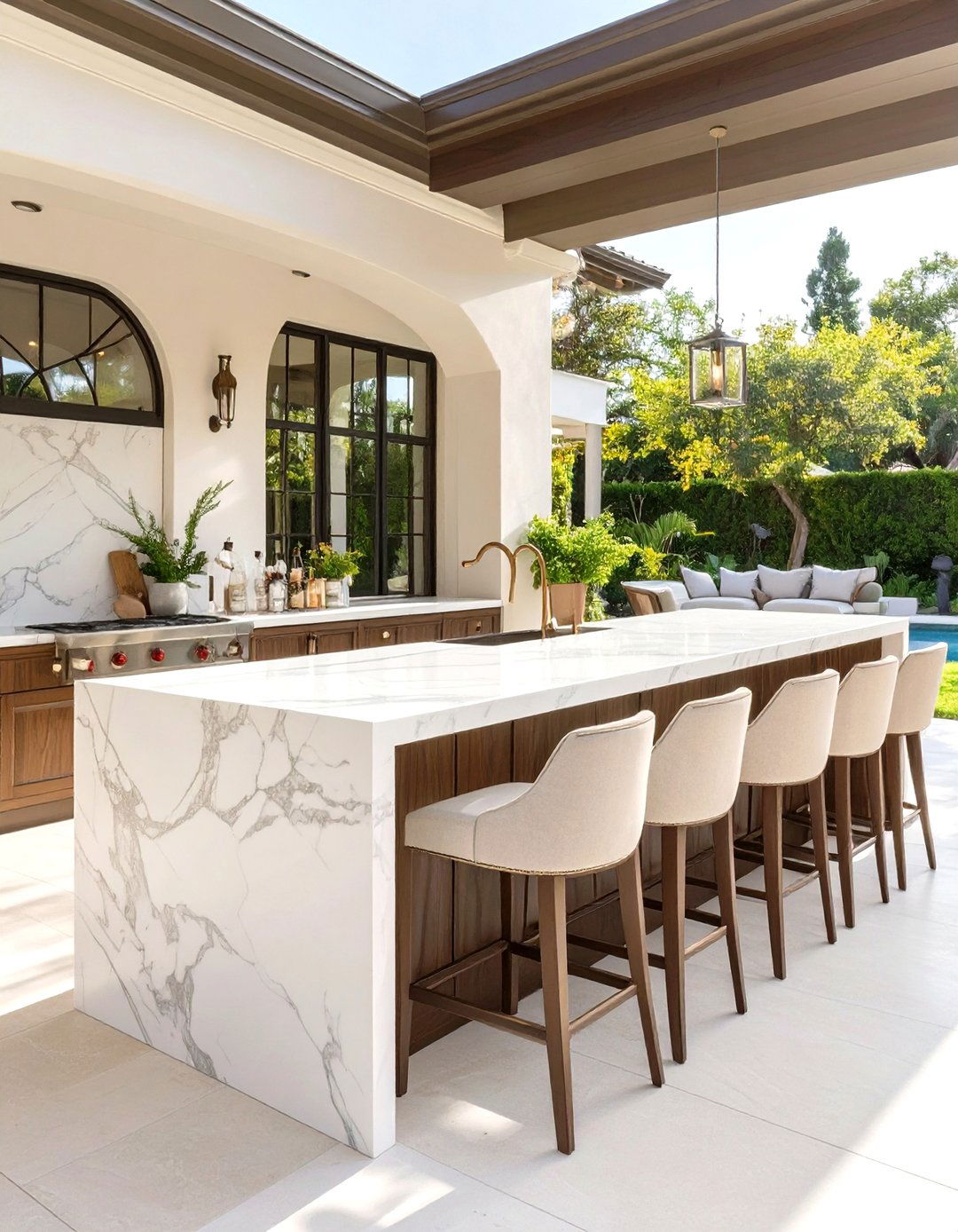 The Elegant Marble Top Bar - 30 outdoor bar ideas
