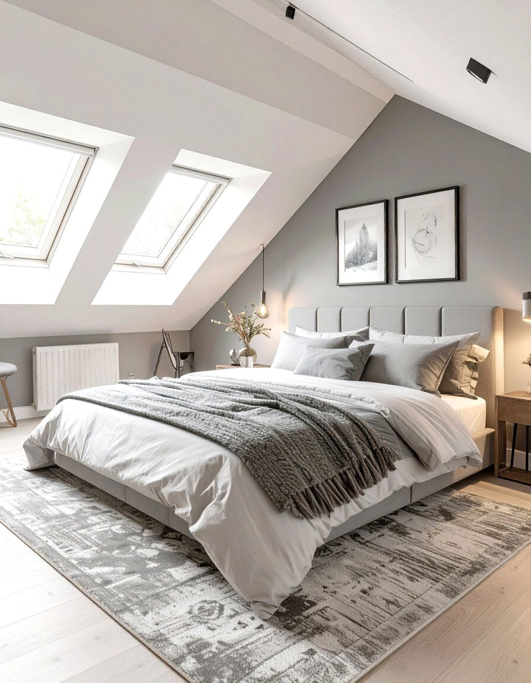 The Elegant Monochromatic Bedroom - 30 low sloped ceiling bedroom ideas