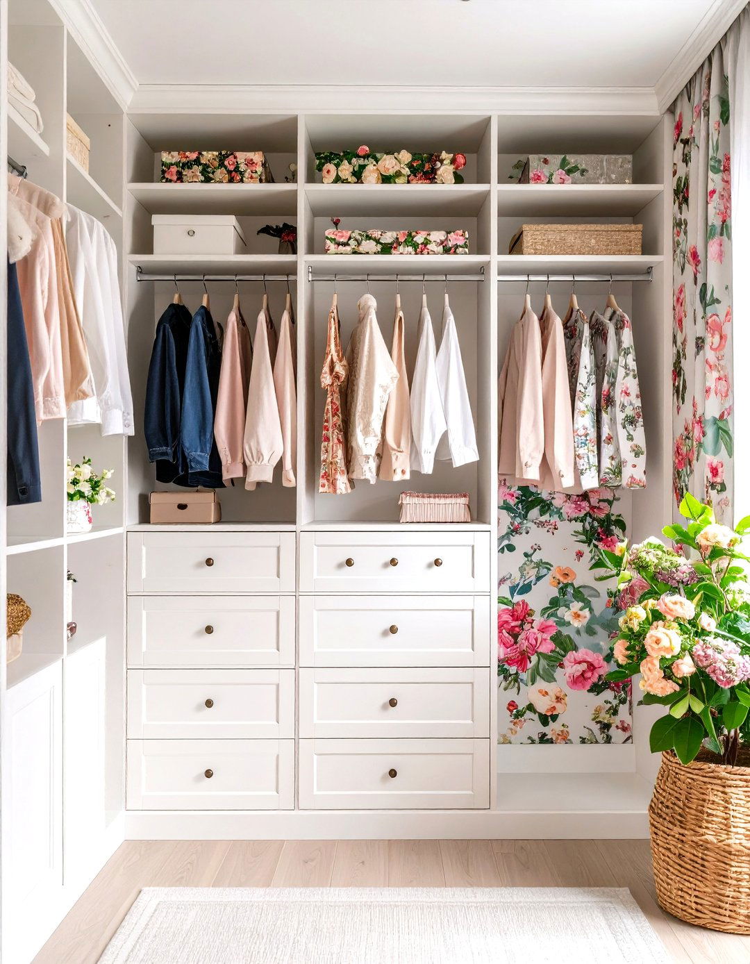 The Elegant Wallpapered Entry Closet - 30 entry closet ideas