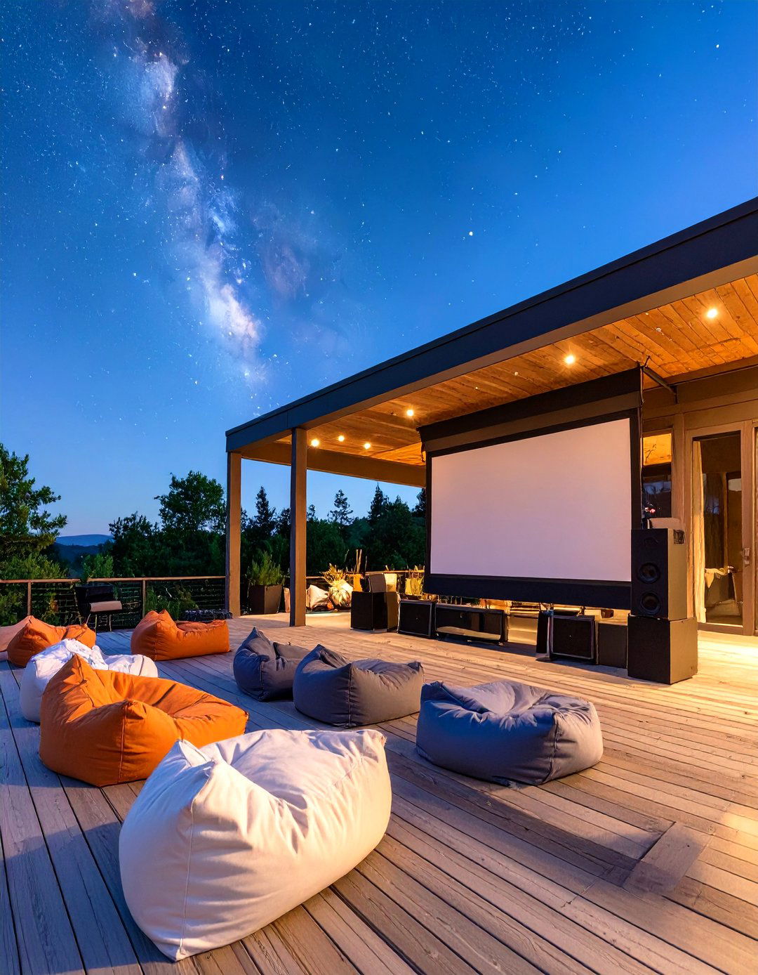 The Elevated Deck with an Outdoor Movie Screen - 30 elevated deck ideas
