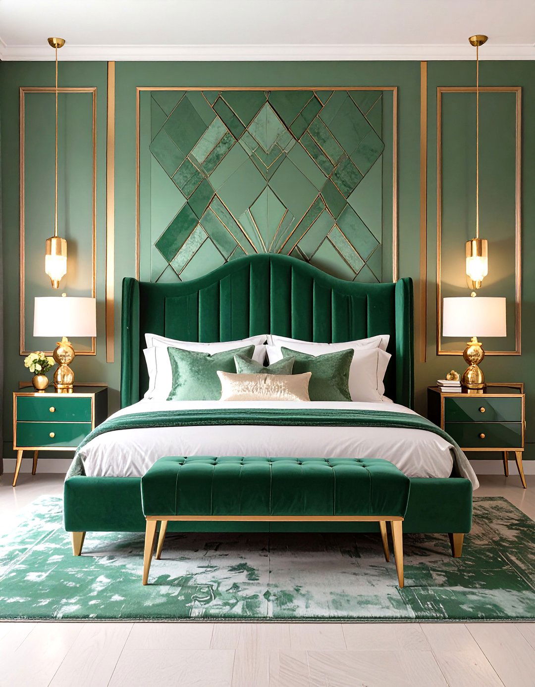 The Emerald Green Art Deco Bedroom - 30 green interior design ideas