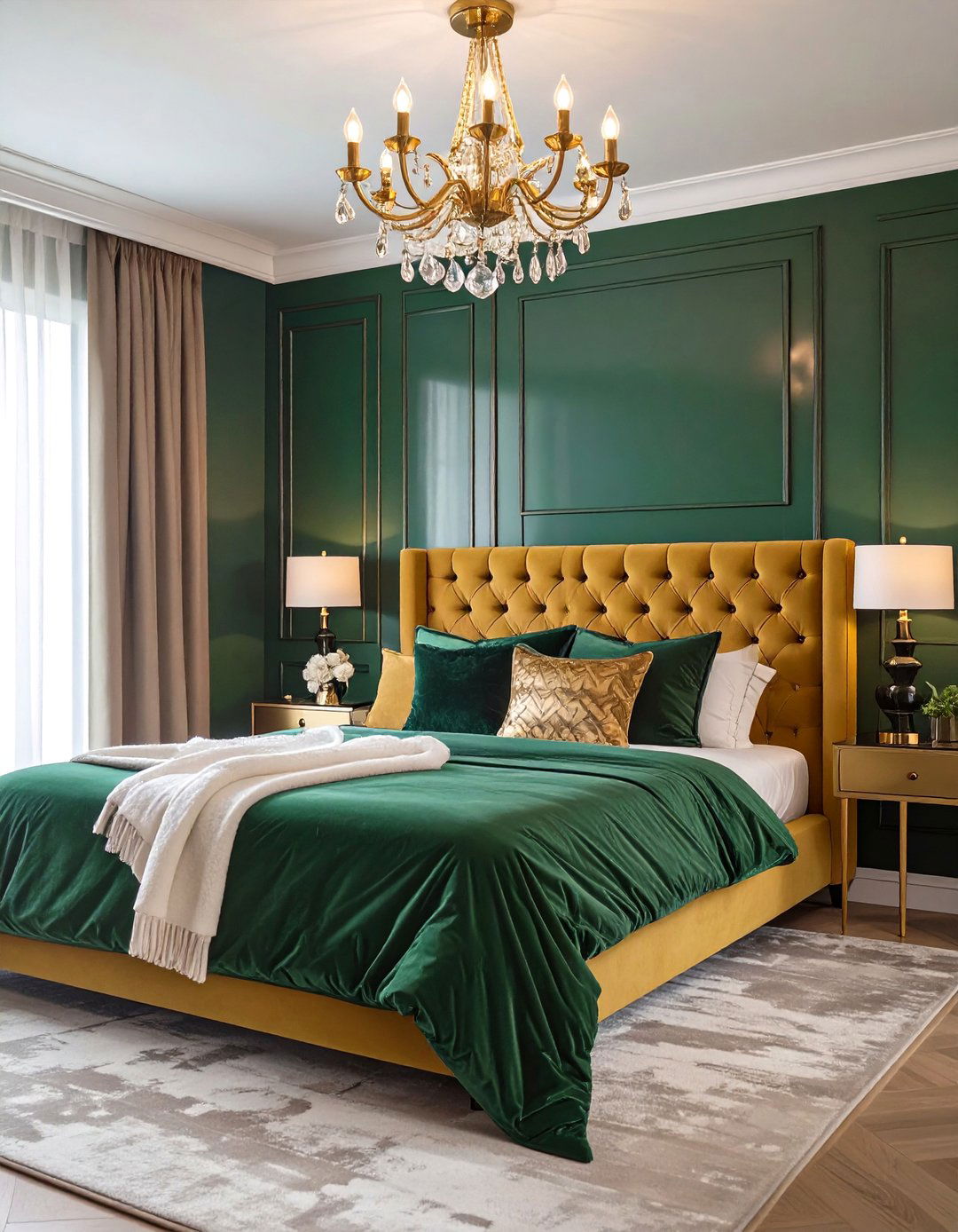 The Emerald Green Art Deco Bedroom - 30 dark green bedroom ideas