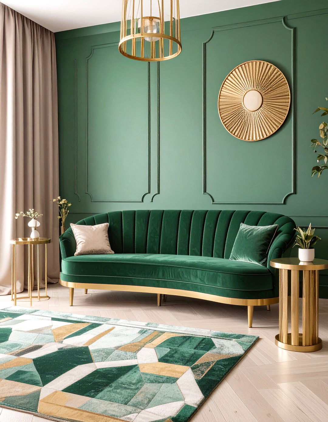 The Emerald Green Art Deco Lounge - 30 dark interior design ideas