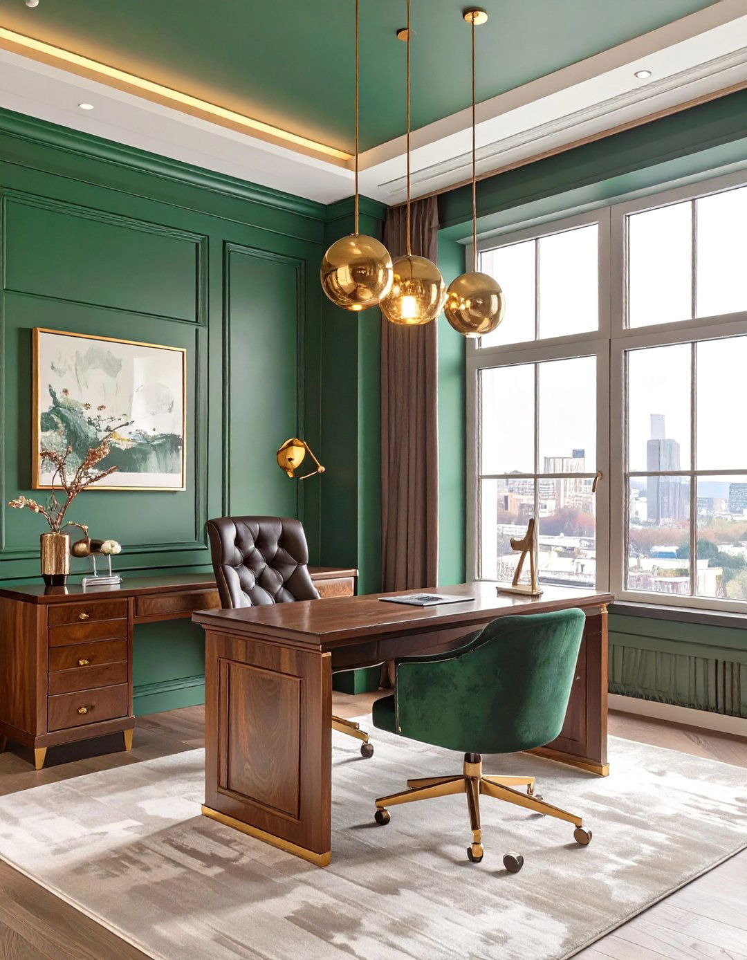 The Emerald Green Study - 30 dark office ideas
