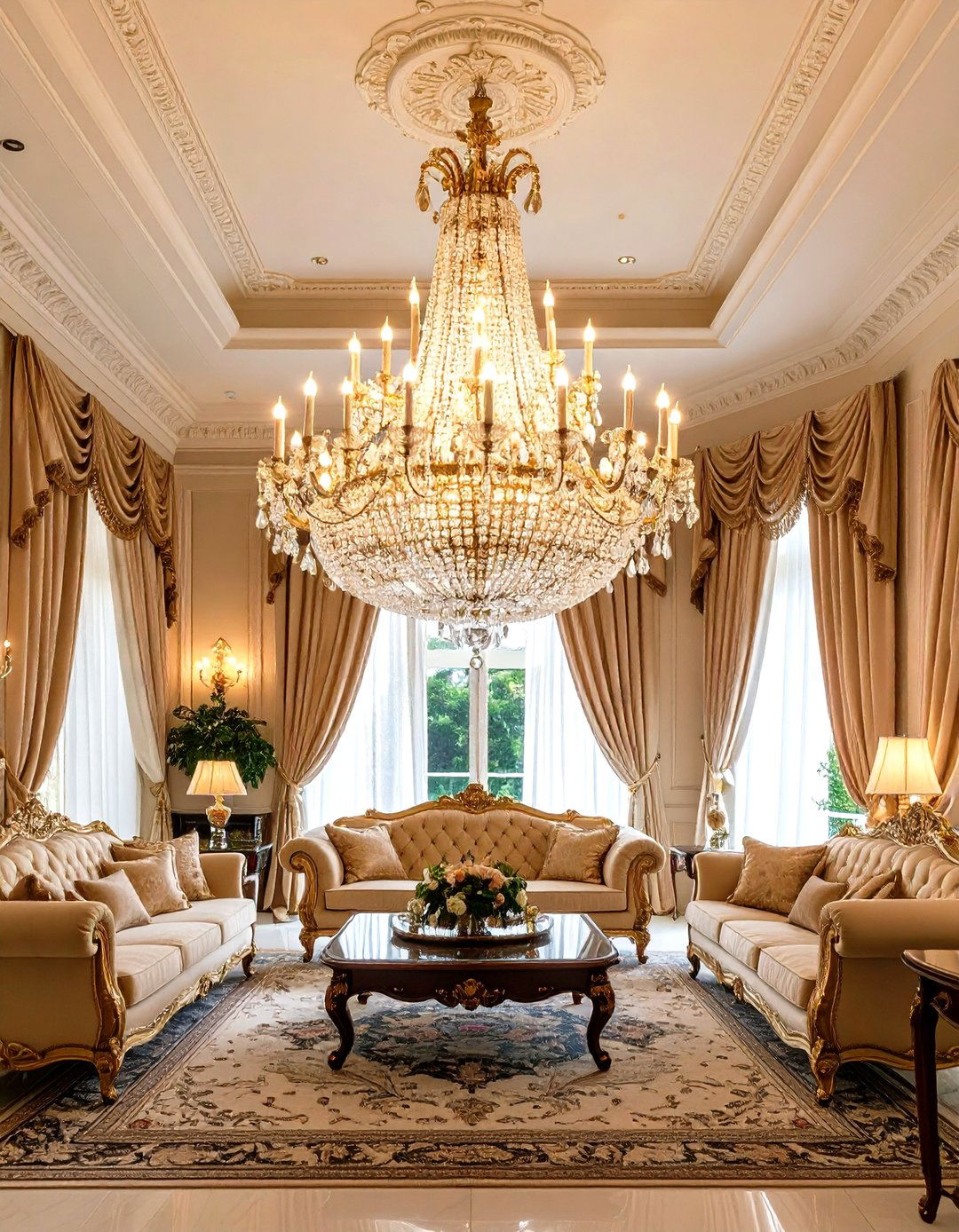 The Empire Style Chandelier - 30 living room chandelier ideas