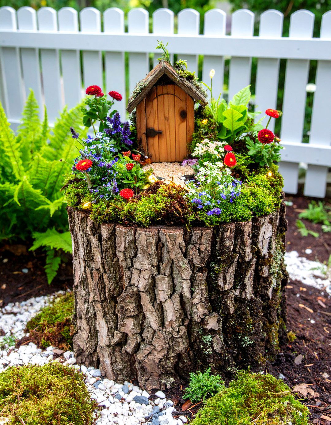 The Enchanted Forest Stump Garden - 30 backyard fairy garden ideas