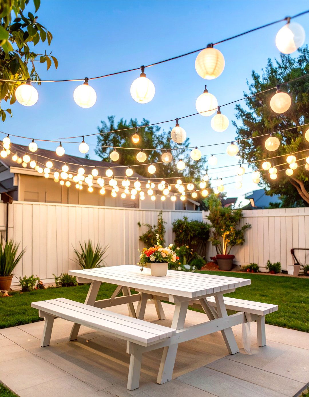 The Enchanted String Light Canopy - 30 cheap backyard makeover ideas