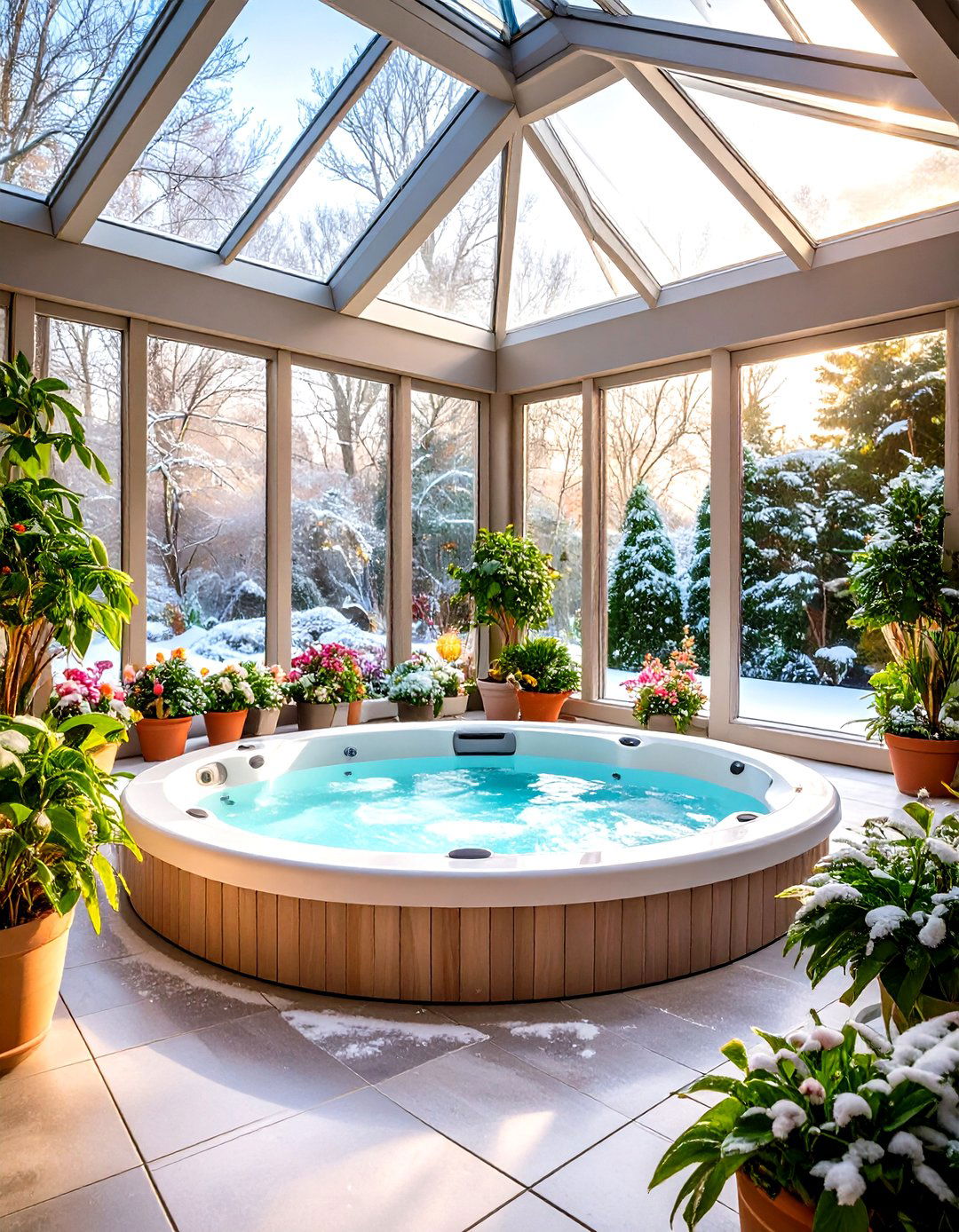The Enclosed Glass Hot Tub Solarium - 30 hot tub patio ideas